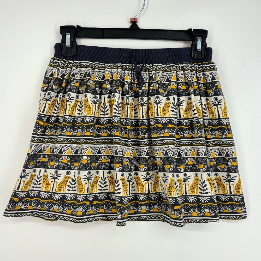Boboli Girls 14 Years 162 CM Pull-On Knit Skirt Gray Yellow Cat Snake Floral
